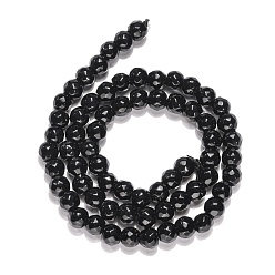 Черный Камень Черный камень бисер нитей, окрашенные, граненый (64 граней), круглые, 6 мм, отверстие : 1 мм, около 61 шт / нитка, 15 дюйм