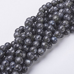 Larvikite Natural Larvikite Beads Strands, Round, about 8mm, Hole: 1mm, about 47~49pcs/strand, 15.5 inch
