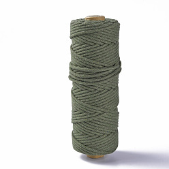 Dark Olive Green Cotton String Threads, Macrame Cord, Decorative String Threads, for DIY Crafts, Gift Wrapping and Jewelry Making, Dark Olive Green, 3mm, about 54.68 yards(50m)/roll