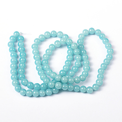 Pale Turquoise Imitation Jade Glass Beads Strands, Spray Painted, Round, Pale Turquoise, 8mm, Hole: 1.3~1.6mm, about 100pcs/strand, 31.4 inch