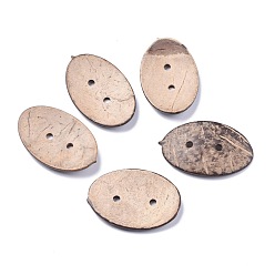 BurlyWood Natural Coconut Buttons, Large Buttons, 2-Hole, Oval, BurlyWood, 50.5~52.5x32.5~33.5x3.5~4.5mm, Hole: 3.5mm