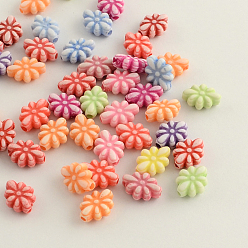 Mixed Color Craft Style Acrylic Beads, Fleur-de-lis, Mixed Color, 11x9x4mm, Hole: 2mm, about 2400pcs/500g
