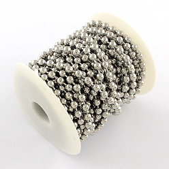 Stainless Steel Color 201 Stainless Steel Ball Chains, with Spool, Stainless Steel Color, 5.0mm, about 32.8 Feet(10m)/roll