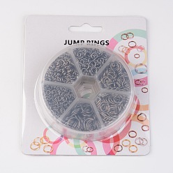 Gunmetal 1 Box of Iron Jump Rings, Mixed Size, Open Jump Rings, Gunmetal, 18~21 Gauge, 4~10x0.7~1mm, Inner Diameter: 2.6~8mm, about 1600pcs/box, Packaging Box: 8x2cm