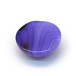 Mauve Dyed Natural Striped Agate/Banded Agate Cabochons, Half Round/Dome, Mauve, 16x6~7mm