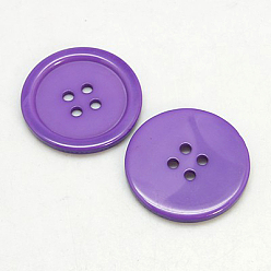 Dark Orchid Resin Buttons, Dyed, Flat Round, Dark Orchid, 30x3mm, Hole: 3mm, 98pcs/bag
