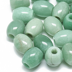 Aventurine Verte Perles naturelles en aventurine verte, Perles avec un grand trou   , baril, 17~19x15~16mm, Trou: 5.5mm