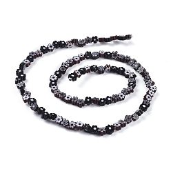 Black Handmade Millefiori Glass Bead Strands, Flower, Black, 3.7~5.6x2.6mm, Hole: 1mm, about 88~110pcs/Strand, 15.75''(40cm)