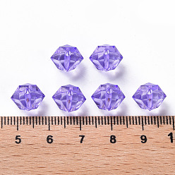 Medium Purple Transparent Acrylic Beads, Faceted, Polygon, Medium Purple, 8x10x9mm, Hole: 1.6mm, about 1300pcs/500g