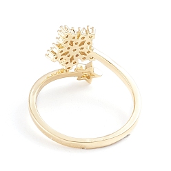 Настоящее золото 18K Регулируемые латунные кольца микро манжеты из прозрачного циркония, открытые кольца, звезда, долговечный, реальный 18 k позолоченный, Размер 7, внутренний диаметр: 17 мм