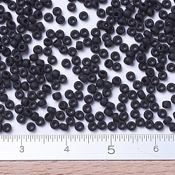 (RR401F) Matte Black MIYUKI Round Rocailles Beads, Japanese Seed Beads, 11/0, (RR401F) Matte Black, 2x1.3mm, Hole: 0.8mm, about 50000pcs/pound