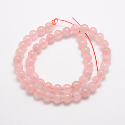 Rose Quartz Natural Rose Quartz Beads Strands, Round, 8~8.5mm, Hole: 1mm, about 48pcs/strand, 15.75 inch(40cm)