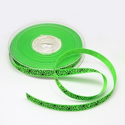 Green Halloween Ornaments Spider Web Pattern Printed Grosgrain Ribbons, Green, 3/8 inch(9mm), about 100yards/roll(91.44m/roll)