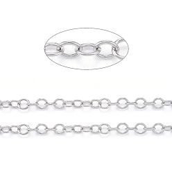 Stainless Steel Color 304 Stainless Steel Rolo Chains, Belcher Chains, Unwelded, with Spool, Stainless Steel Color,2.6x0.4mm, about 32.8 Feet(10m)/roll