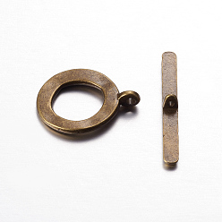 Antique Bronze Tibetan Style Toggle Clasps, Antique Bronze, Cadmium Free & Nickel Free & Lead Free, Antique Bronze, 21x17mm, Hole: 2mm
