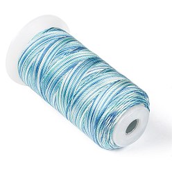 Sky Blue Segment Dyed Round Polyester Sewing Thread, for Hand & Machine Sewing, Tassel Embroidery, Sky Blue, 12-Ply, 0.8mm, about 300m/roll