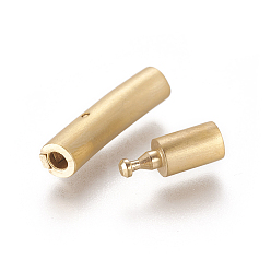 Matte Gold Color 304 Stainless Steel Bayonet Clasps, Column, Matte Gold Color, 27~27.3x5~6x6mm, Hole: 3mm