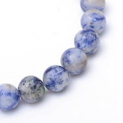 Blue Spot Jasper Round Dyed Natural Blue Spot Jasper Bead Strands, 10~11mm, Hole: 1mm, about 37pcs/strand, 15 inch