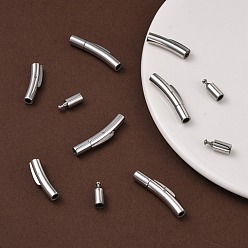 Stainless Steel Color Column 316 Surgical Stainless Steel Bayonet Clasps, Stainless Steel Color, 30x5mm, Hole: 3mm