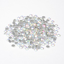 Crystal AB Glass Hotfix Rhinestone, Grade AA, Flat Back & Faceted, Half Round, Crystal AB, SS12, 3.0~3.2mm, about 1440pcs/bag