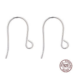 Silver 925 Sterling Silver Earring Hooks, Silver, 16x10mm, Hole: 2mm, 21 Gauge, Pin: 0.7mm