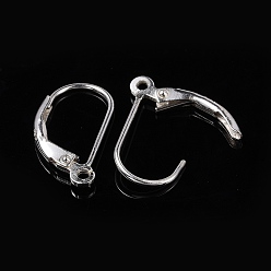 Silver 925 Sterling Silver Leverback Earrings Findings, Silver, 16x10x2mm, Hole: 1mm