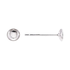 Silver 925 Sterling Silver Ear Stud Findings, Earring Posts with 925 Stamp, Silver, 12.5mm, Tray: 4mm, Pin: 0.8mm