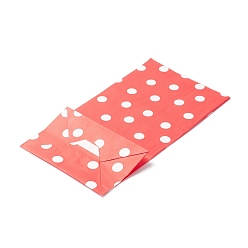 Red Rectangle Kraft Paper Bags, None Handles, Gift Bags, Polka Dot Pattern, Red, 13x8x24cm