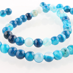 Bleu Ciel Foncé Agate de pierre naturelle rangées de perles rondes, teint, bleu profond du ciel, 6mm, Trou: 1mm, Environ 63 pcs/chapelet, 15.35 pouce