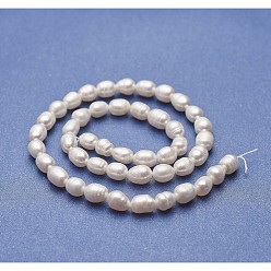 Nacre Brins de perles de culture d'eau douce naturelles, pomme de terre, blanc, 7~9.5x7~7.5mm, Trou: 0.5mm, Environ 35 pcs/chapelet, 13.78 pouce (35 cm)