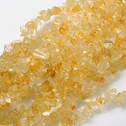 Citrine Gemstone Beads Strands, Natural Citrine, Dyed & Heated, Chip, Yellow, 5~8x5mm, Hole: 0.3mm, 32 inch