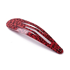 Rouge Adorables pinces à cheveux en fer peint à la bombe, larme & lapin avec motif imprimé léopard, rouge, 48x13.5x1.5mm, 3 pièces / kit