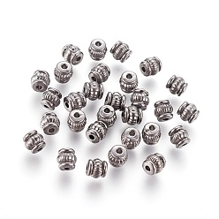 Bronze Perles de style tibétain, sans cadmium et sans nickel et sans plomb, baril, gris anthracite, 5x5x5mm, Trou: 1.5mm