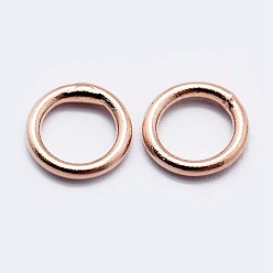 Розовое Золото 925 круглые кольца из серебра, паяные кольца, Замкнутые кольца для прыжков, розовое золото , 18 датчик, 8x1 мм, внутренний диаметр: 6 мм, Около 50 шт / 10 г