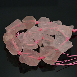 Розовый Кварц Натуральный драгоценный камень розовый кварц грубые самородки бусины, 13~40x10~26x10~23 мм, отверстие : 2 мм, около 14~19 шт / нитка, 16.54 дюйм