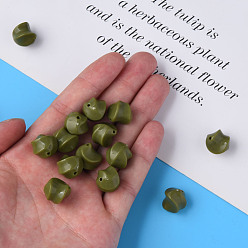 Темно-оливково-зеленый Непрозрачные акриловые бусины, твист, темно-оливковый зеленый, 14.5x14x14 мм, отверстие : 1.6 мм, Около 390 шт / 500 г