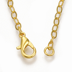 Golden Brass Cable Chain Necklace Making, with Lobster Claw Clasps, Golden, 32 inch(81.5cm)