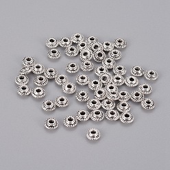 Argent Antique  Perles de séparateur de style tibétain , argent antique, sans cadmium et sans plomb et sans nickel, 5x3mm, Trou: 1.5 mm