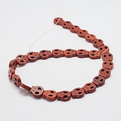 Brown Skull Synthetic Turquoise Beads Strands, Dyed, Brown, 28x25x4mm, Hole: 1mm, about 14pcs/strand, 15.7 inch