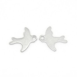 Stainless Steel Color Trendy 304 Stainless Steel Bird Necklace Pendants, Stainless Steel Color, 12x11x0.8mm, Hole: 1mm