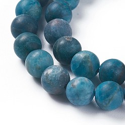 Apatite Natural Apatite Beads Strands, Frosted, Round, 4mm, Hole: 0.8mm, about 95pcs/strand, 15.5 inch(39.5cm)