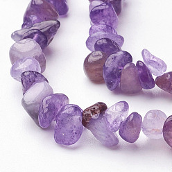 Purple Natural Amethyst Beads Strands, Chips, Purple, Purple, 2.5~7x3~11mm, Hole: 1mm, 34 inch