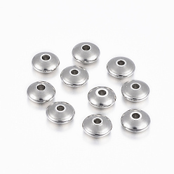 Stainless Steel Color 201 Stainless Steel Spacer Beads, Rondelle, Stainless Steel Color, 8x3.5mm, Hole: 2mm
