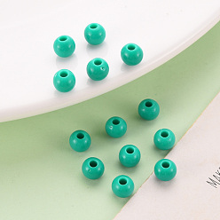 Vert Clair Perles acryliques opaques, ronde, vert clair, 6x5mm, Trou: 1.8mm, environ4400 pcs / 500 g