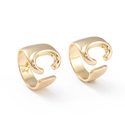 Letter C Brass Cuff Rings, Open Rings, Long-Lasting Plated, Real 18K Gold Plated, Letter.C, Size 6, 17mm