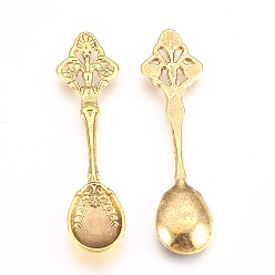 Antique Golden Tibetan Style Alloy Big Pendants, Kitchen Utensil Pendants, Spoon, Cadmium Free & Lead Free, Antique Golden Color, 59x15x4mm