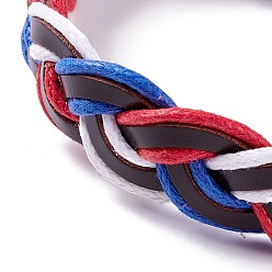 Красный Браслеты из кожаного шнура для мужчин и женщин, плетеные браслеты с прямоугольными футбольными звеньями, регулируемые спортивные браслеты, красные, внутренний диаметр: 2~3-1/4 дюйм (5.1~8.1 см), 5 шт / комплект