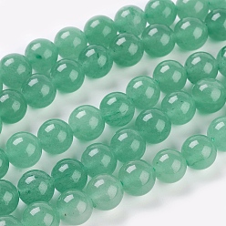 Light Green Natural Green Aventurine Beads Strands, Round, Light Green, 10mm, Hole: 1mm