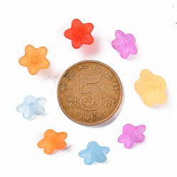 Mixed Color Transparent Acrylic Beads, Flower, Frosted, Mixed Color, 12x7mm, Hole: 1mm, about 4600pcs/500g