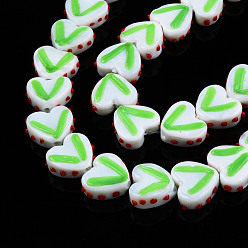White Opaque Handmade Bumpy Lampwork Beads Strands, Heart, White, 14.5~15.5x17~18x6.5~7.5mm, Hole: 1.5mm, about 35pcs/strand, 19.49 inch(49.5cm)